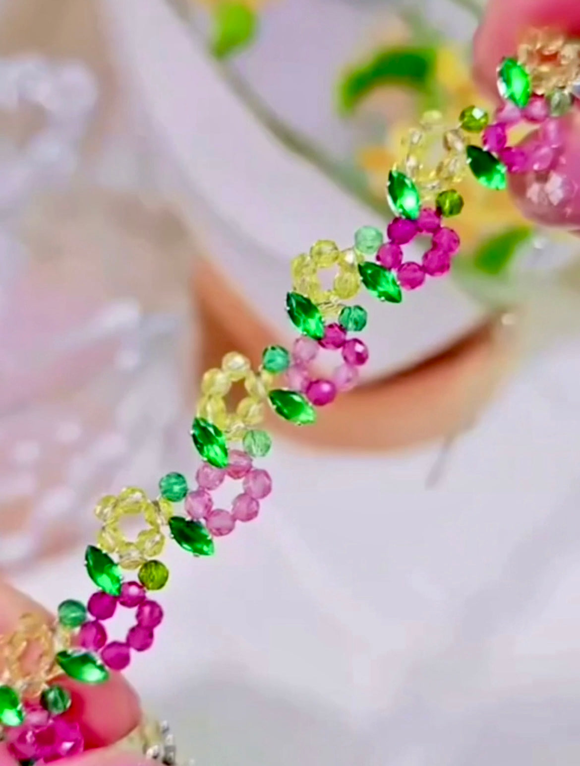 Pulsera de aguamarina y perla hecha a mano