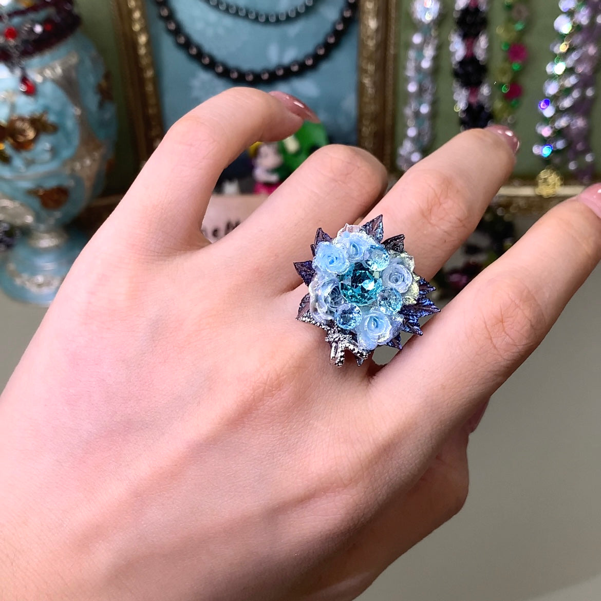 Pulsera de aguamarina y perla hecha a mano