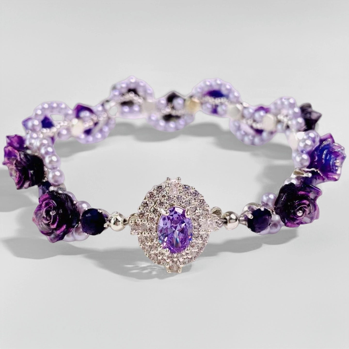 Pulsera de aguamarina y perla hecha a mano