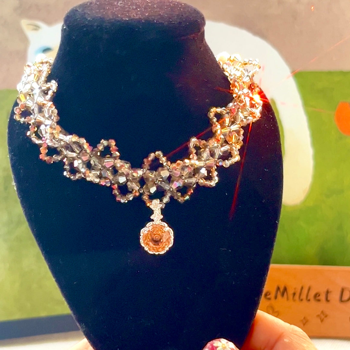 Pulsera de aguamarina y perla hecha a mano