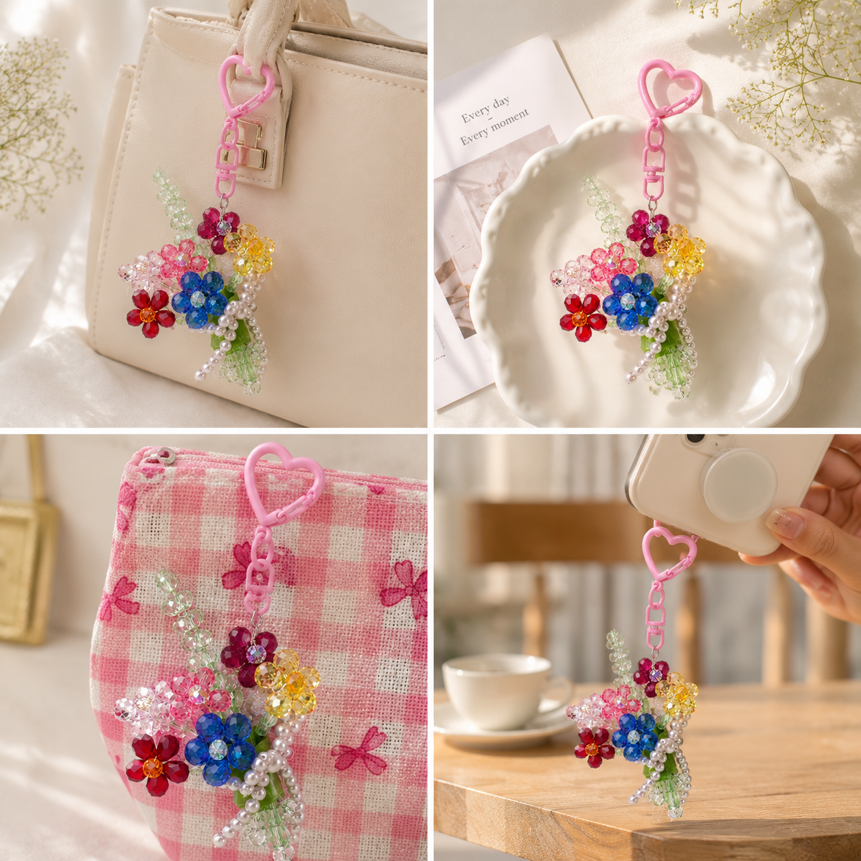 OneMillet Crystal Flower Keychain Kit-M560 Handmade Flower Material DIY Kit