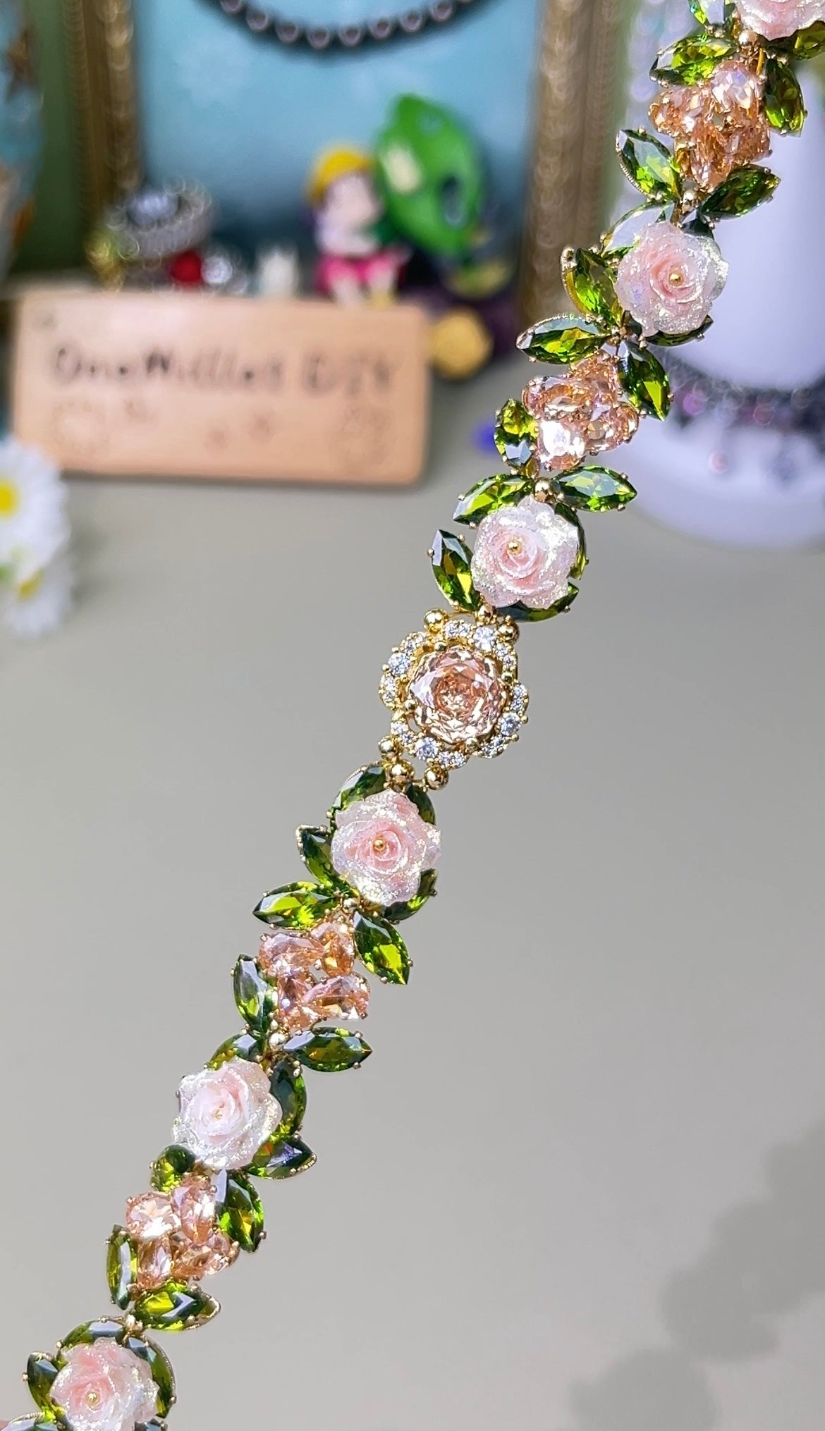 Pulsera de aguamarina y perla hecha a mano