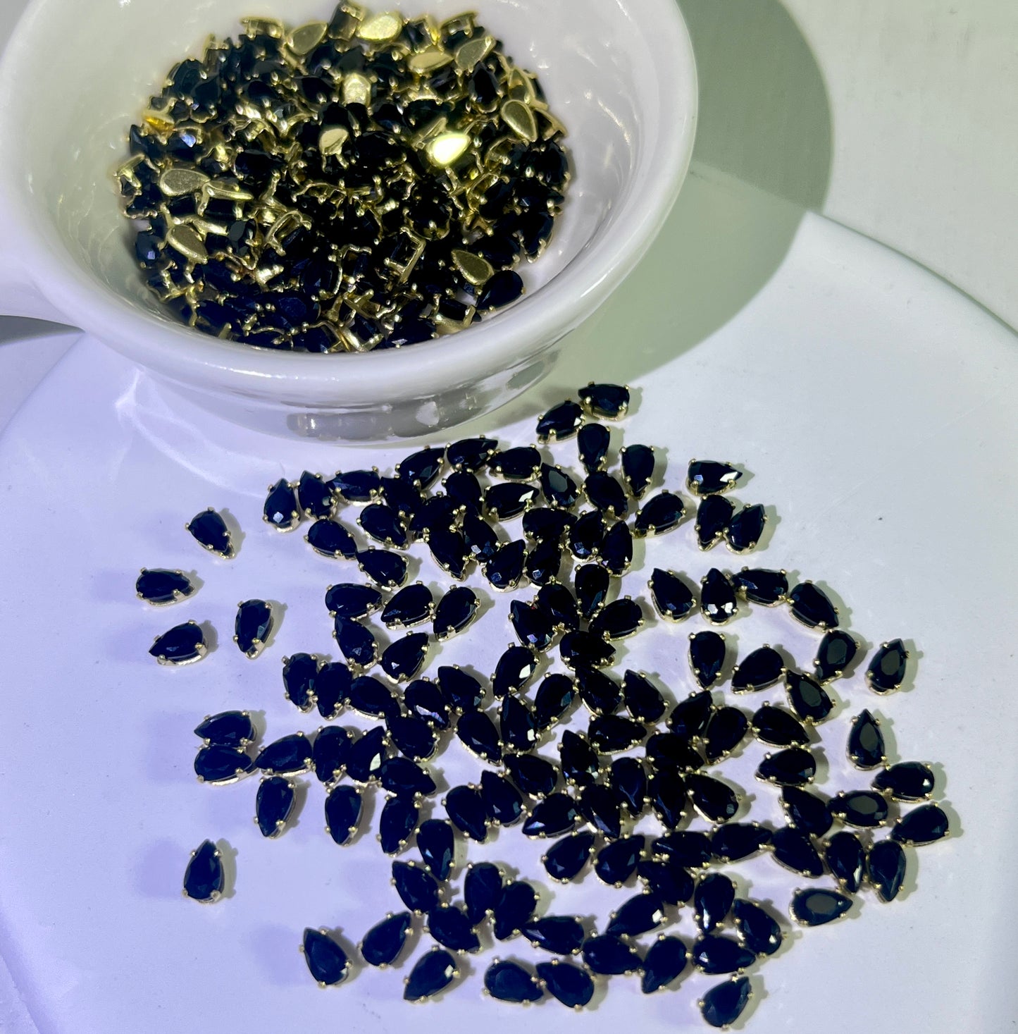 Black Zircon Pear-shape Zirconia 3*5MM Gold and Silver Plated