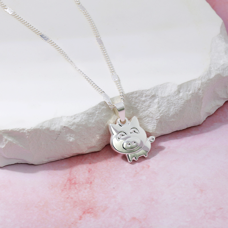 Pig Pendant 925 Sterling Silver Necklace