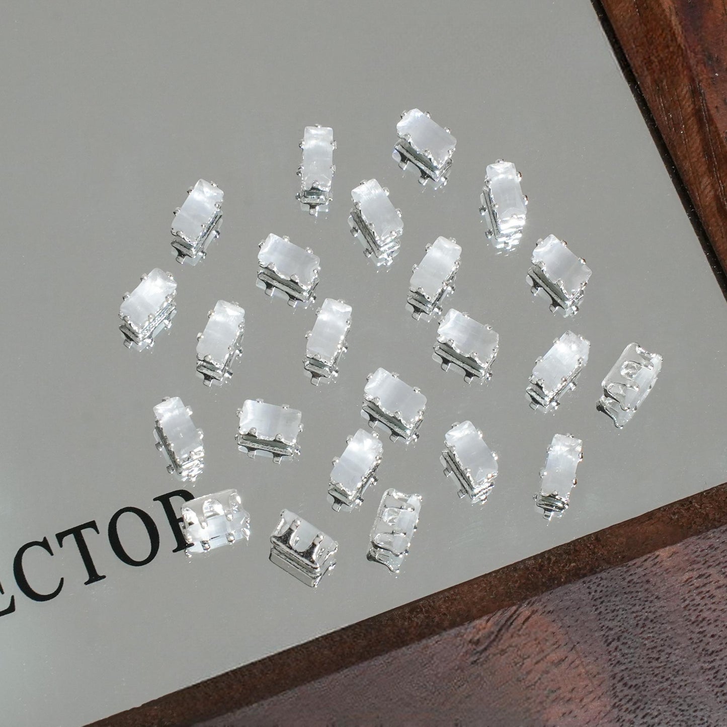 OneMillet Cat Eye Rectangle Zircon Beads 3*5.5MM