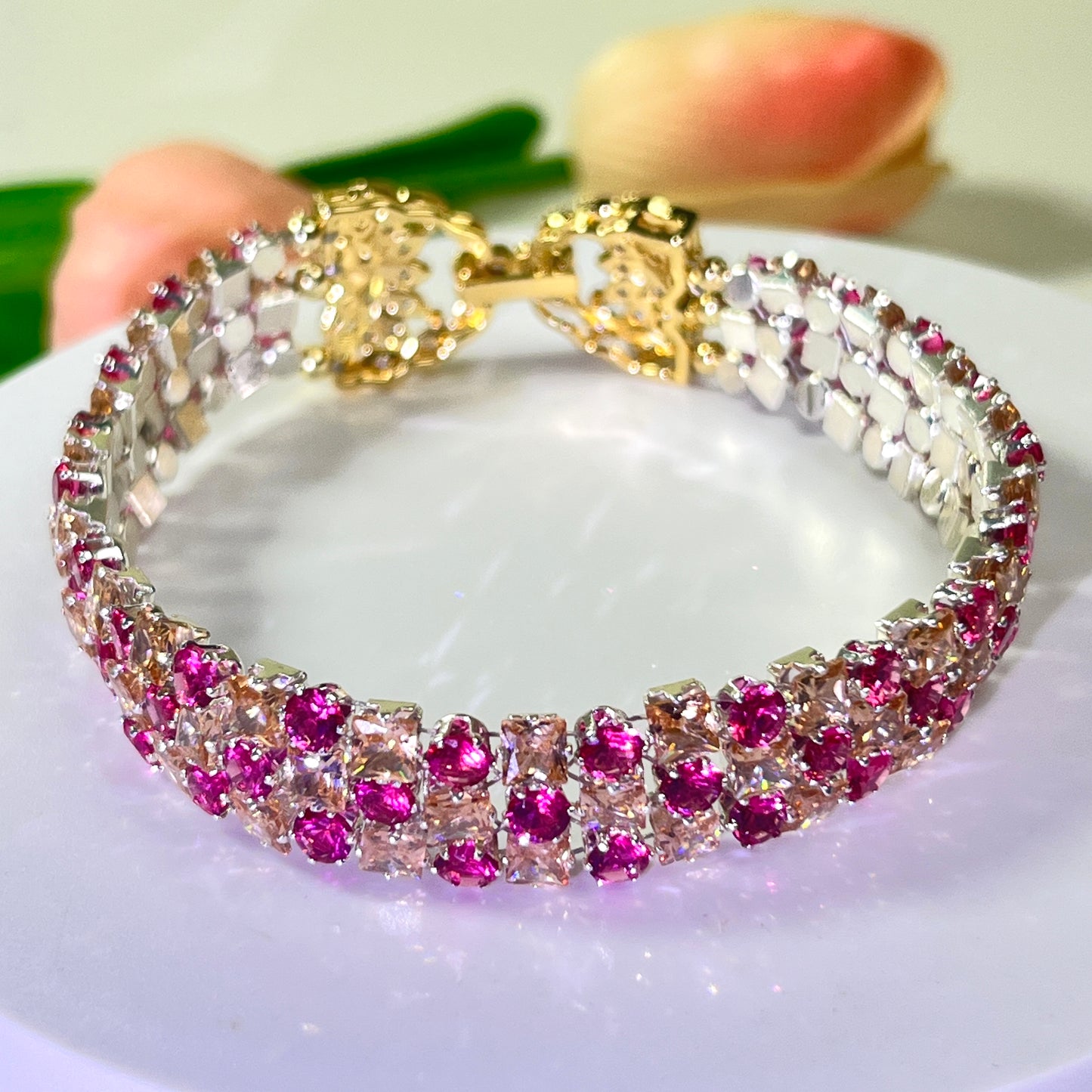 Pulsera de aguamarina y perla hecha a mano