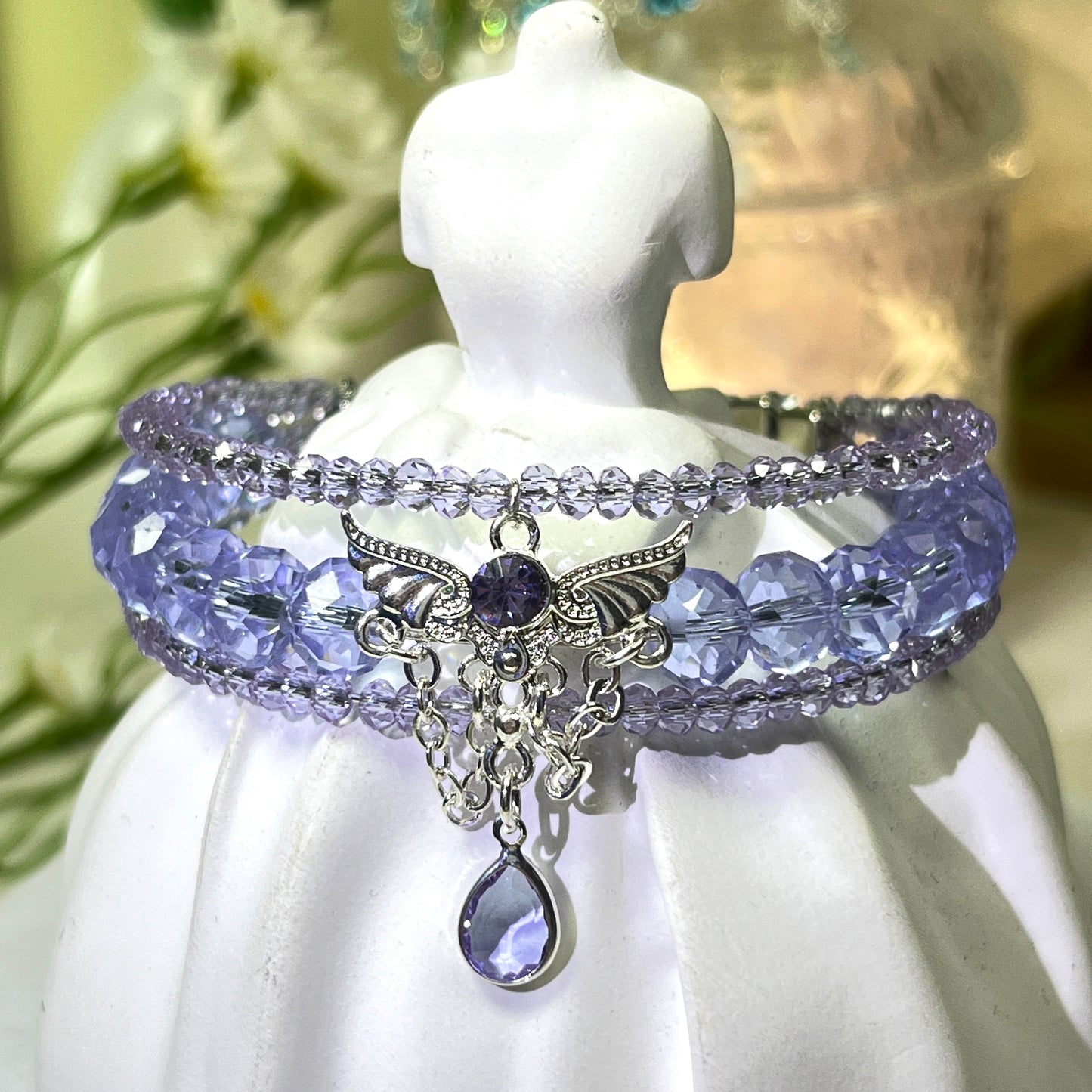 Pulsera de aguamarina y perla hecha a mano