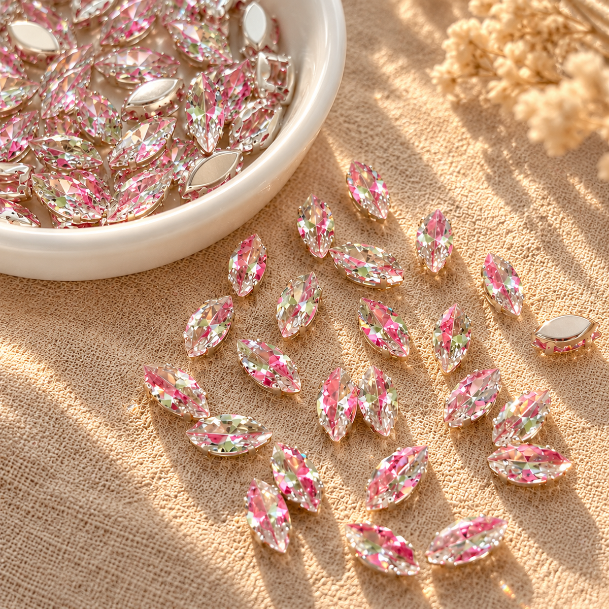 Two-Tone Pink & Green Marquise 5A Cubic Zirconia Beads 4*8mm