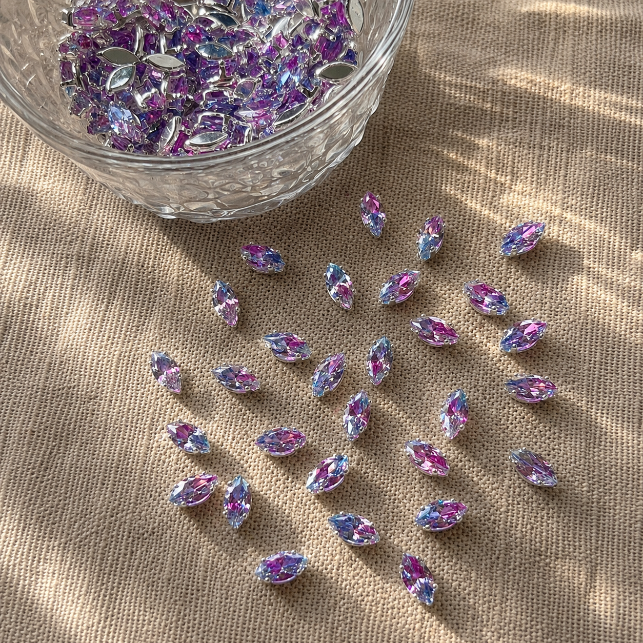 Two-Tone Blue & Purple Marquise 5A Cubic Zirconia Beads Silver Plated 4*8mm