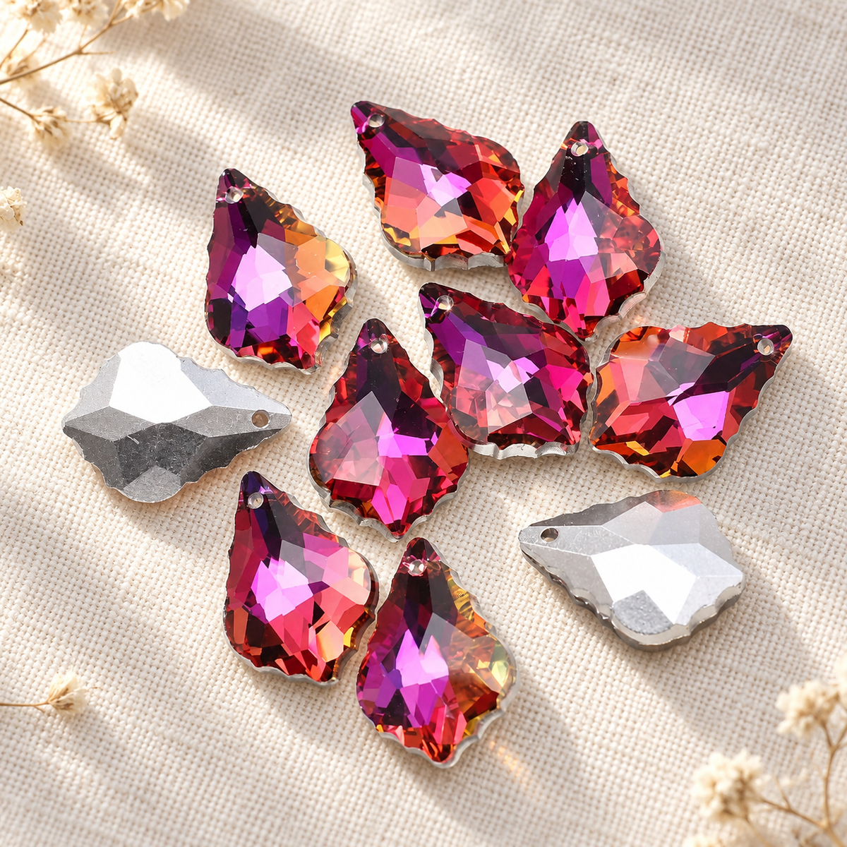 Maple Leaf Teardrop Crystal Beads for Handmade Flower Crafting