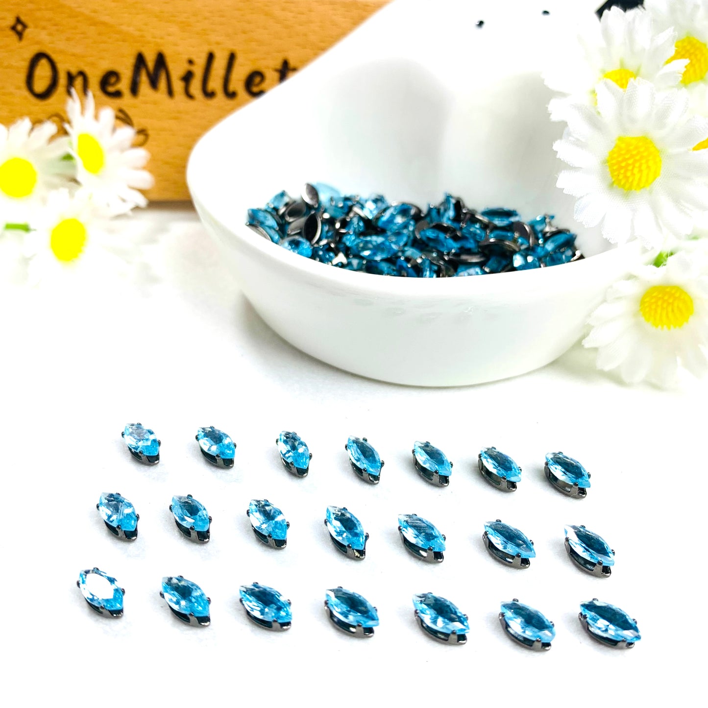 OneMillet Black-Base Marquise Zirconia Stone 3×6mm