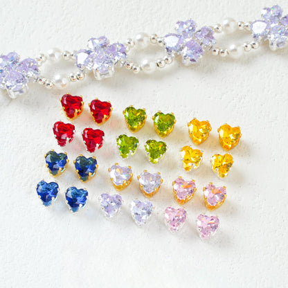 Heart-Shaped Zirconia Beads DIY Accessories Silver-Plated 5MM