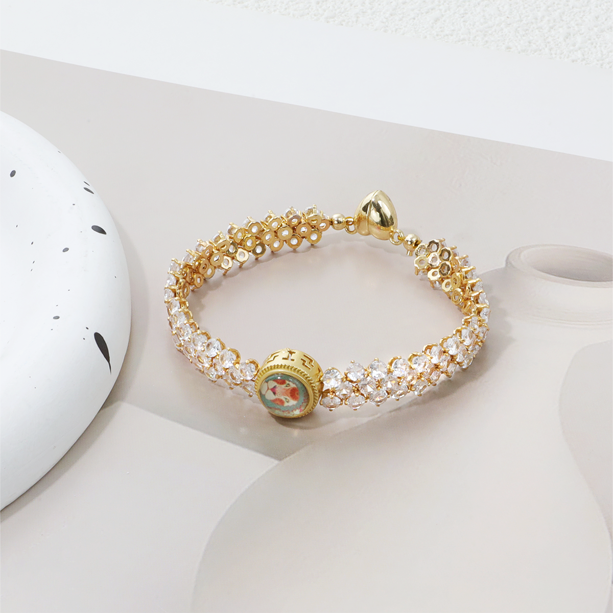 Pulsera de aguamarina y perla hecha a mano