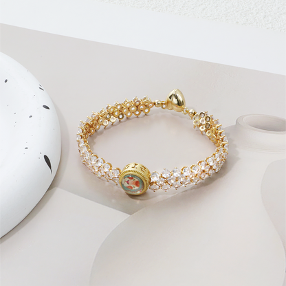 Pulsera de aguamarina y perla hecha a mano