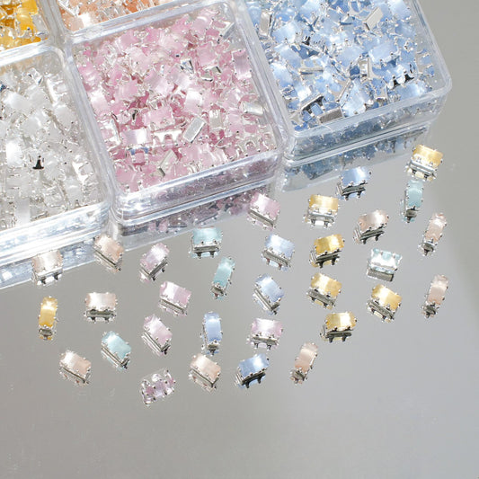 OneMillet Cat Eye Rectangle Zircon Beads 3*5.5MM