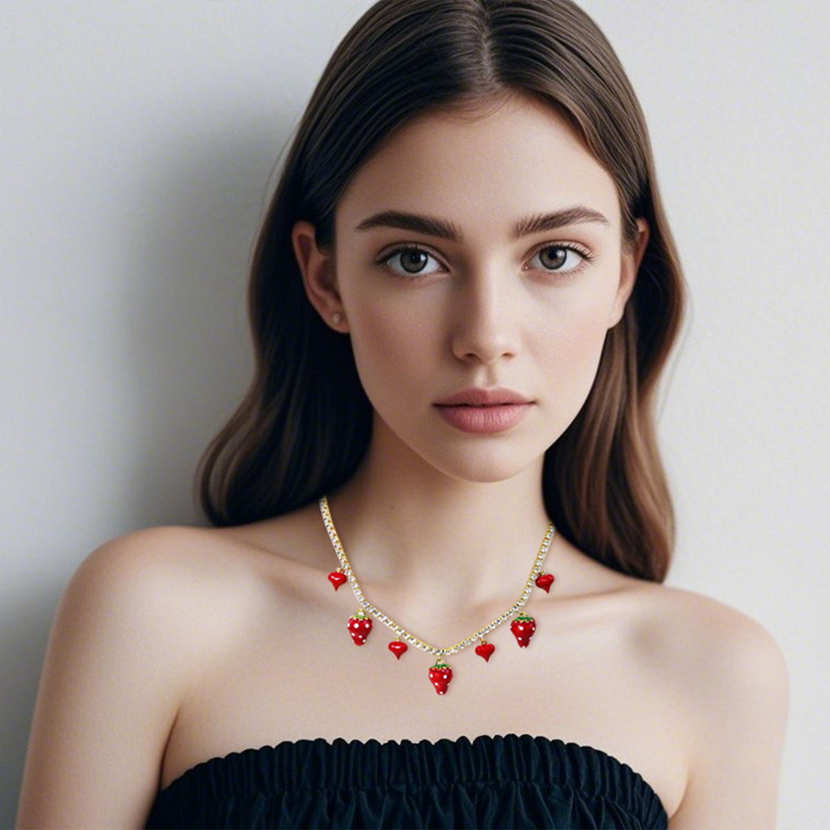 Collar de perlas hecho a mano con cuentas en forma de corazón