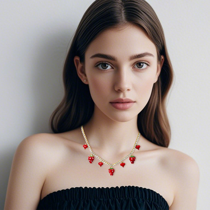 Collar de perlas hecho a mano con cuentas en forma de corazón