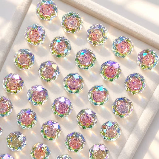 Rose-Cut High-Quality  Zirconia Beads Silver Plated 8MM 2 Pieces per set
