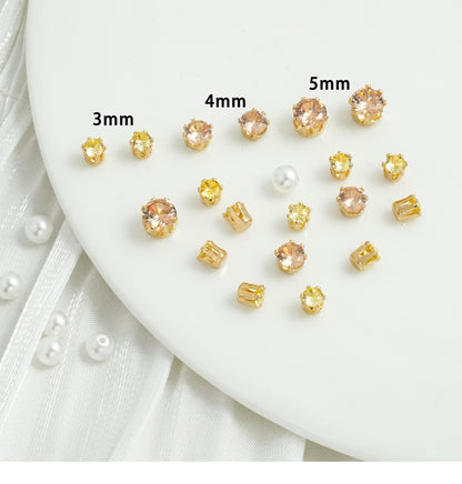 OneMillet Round Cubic Zirconia Beads  Gold Plated