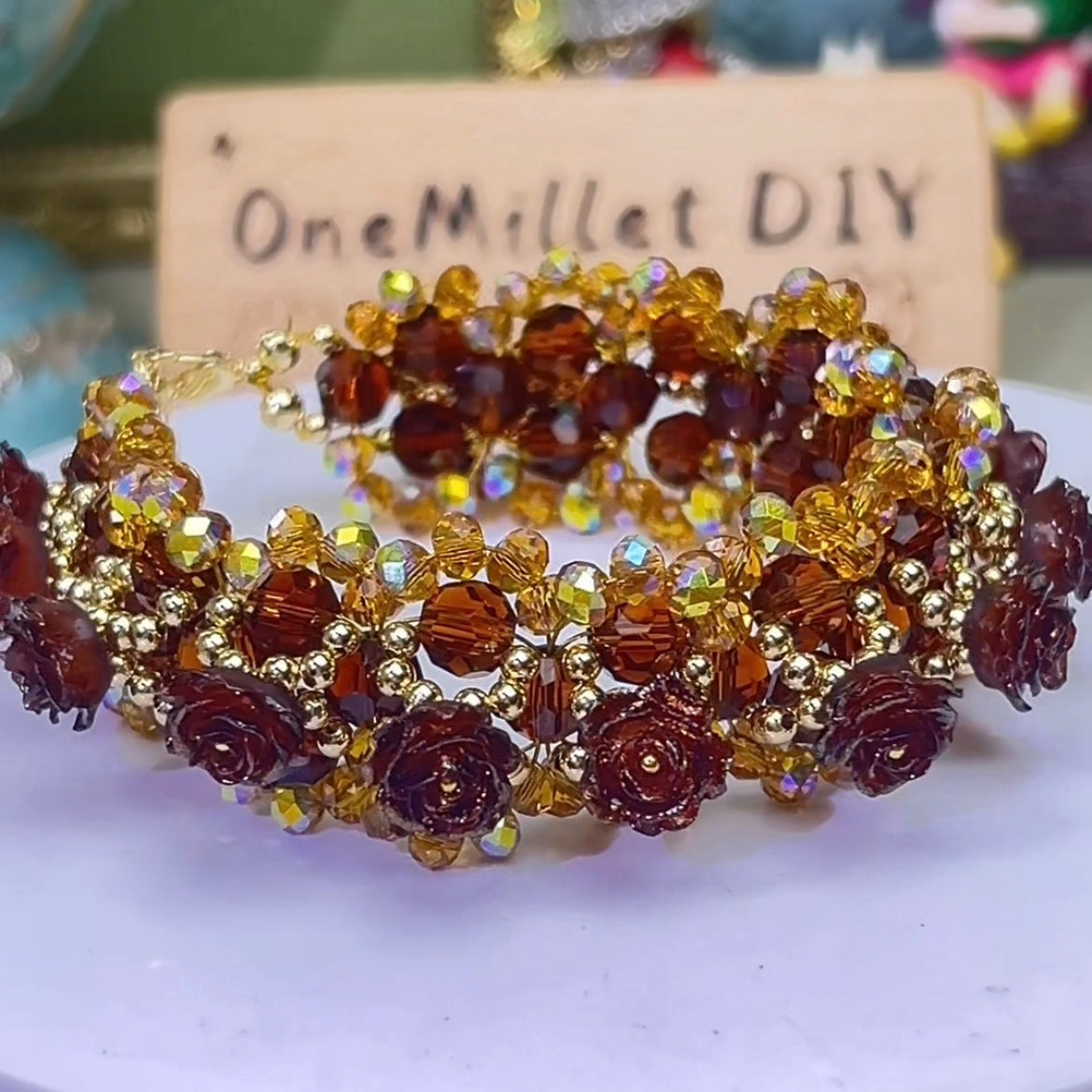 Pulsera de aguamarina y perla hecha a mano