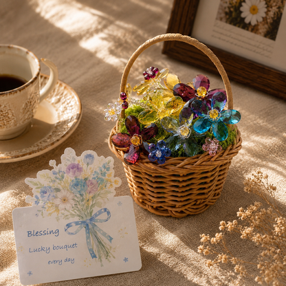 OneMillet Crystal Flower Bouquet Kit-M500 Handmade Flower Material DIY Kit Basket includes