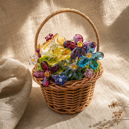 OneMillet Crystal Flower Bouquet Kit-M500 Handmade Flower Material DIY Kit Basket includes