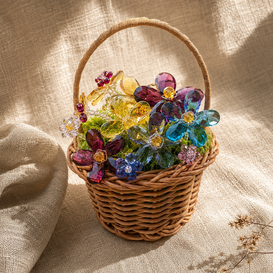 OneMillet Crystal Flower Bouquet Kit-M500 Handmade Flower Material DIY Kit Basket includes