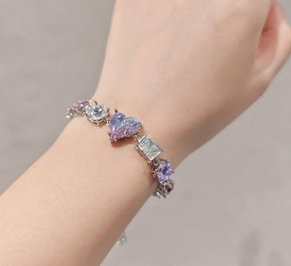 Pulsera de aguamarina y perla hecha a mano