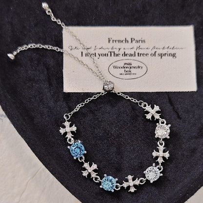 Pulsera de aguamarina y perla hecha a mano