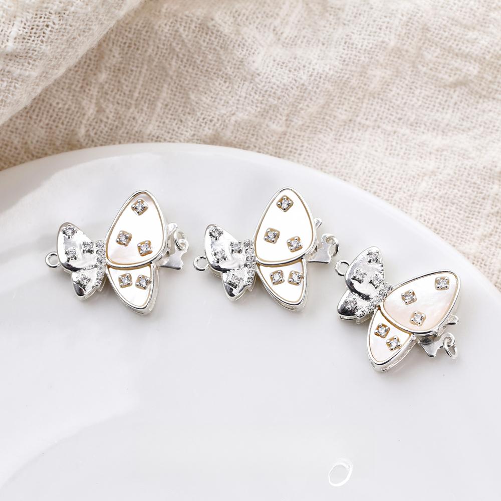 White Shell Butterfly End Clasp for DIY Jewelry Making