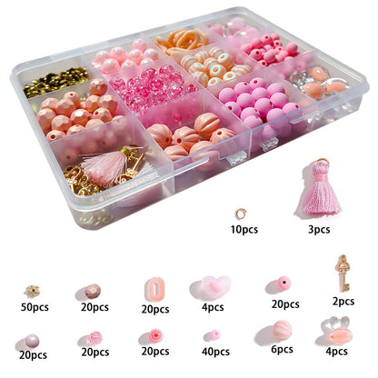 Kits de bricolaje: pulseras, collares y accesorios con cuentas rosas