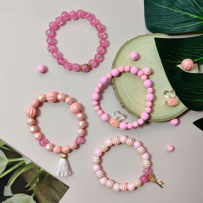 Kits de bricolaje: pulseras, collares y accesorios con cuentas rosas