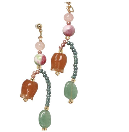 Pendientes de cuentas hechos a mano en plata de ley