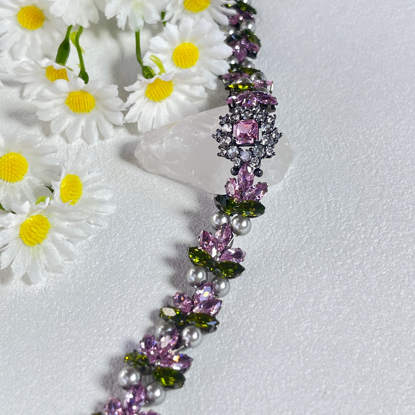 Pulsera de aguamarina y perla hecha a mano