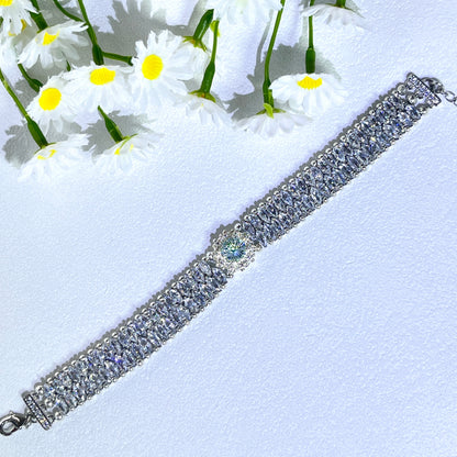 Pulsera de aguamarina y perla hecha a mano