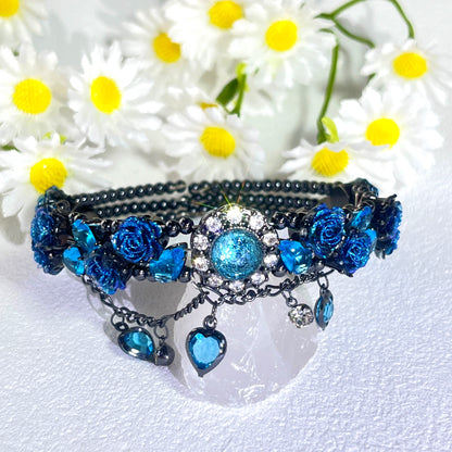 Pulsera de aguamarina y perla hecha a mano