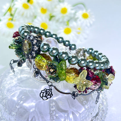 Pulsera de aguamarina y perla hecha a mano