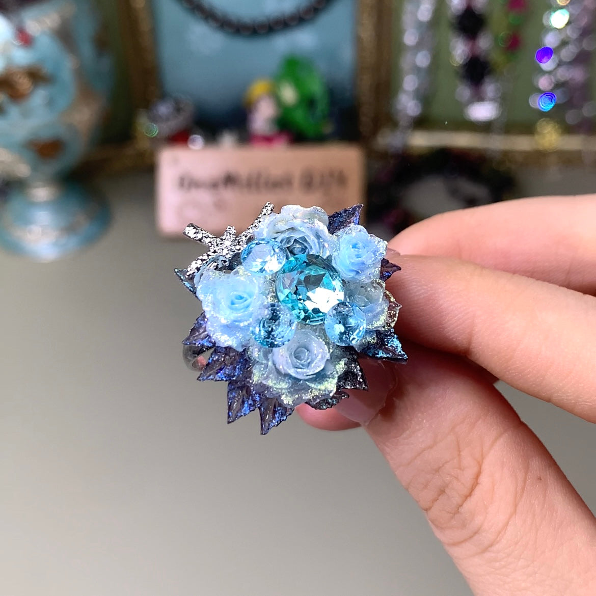 Pulsera de aguamarina y perla hecha a mano