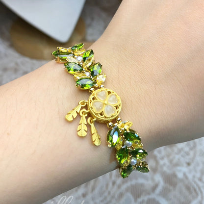 Pulsera de aguamarina y perla hecha a mano