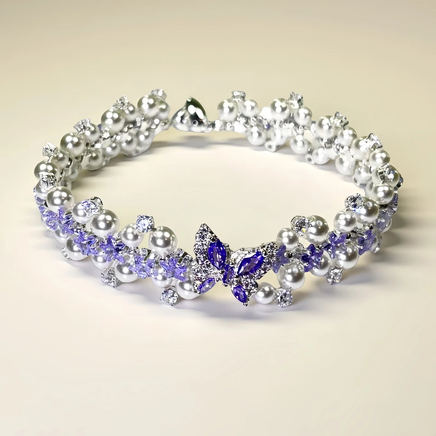 Pulsera de aguamarina y perla hecha a mano