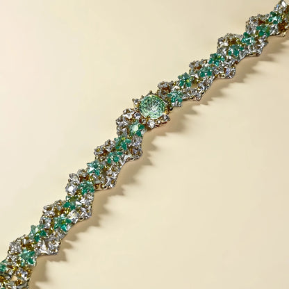 Pulsera de aguamarina y perla hecha a mano