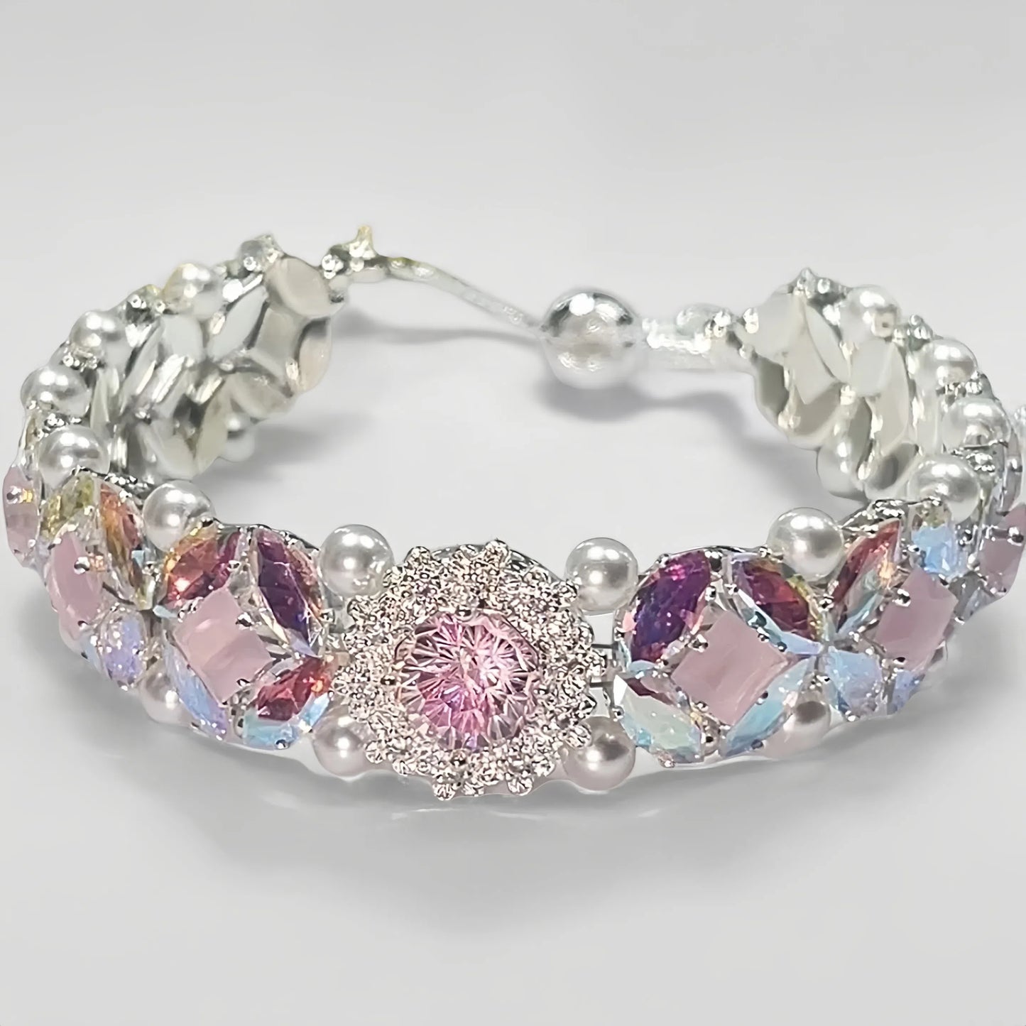 Pulsera de aguamarina y perla hecha a mano