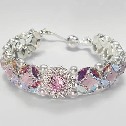 Pulsera de aguamarina y perla hecha a mano