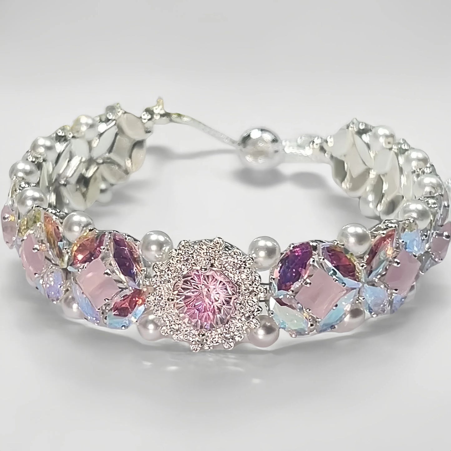 Pulsera de aguamarina y perla hecha a mano