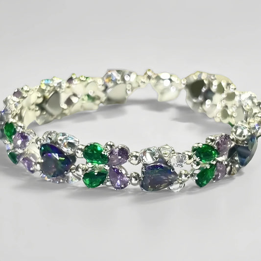 Pulsera de aguamarina y perla hecha a mano