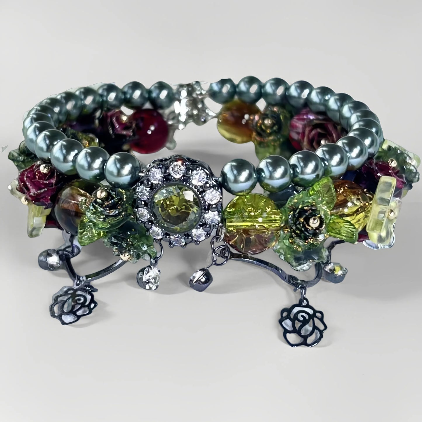 Pulsera de aguamarina y perla hecha a mano