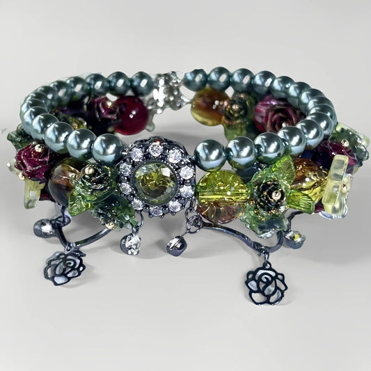 Pulsera de aguamarina y perla hecha a mano