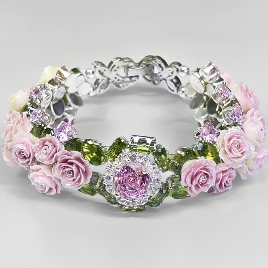 Pulsera de aguamarina y perla hecha a mano