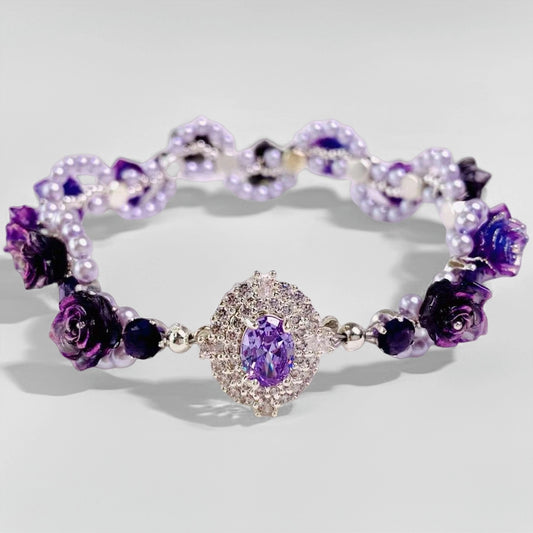 Pulsera de aguamarina y perla hecha a mano