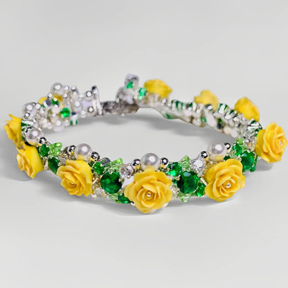 Pulsera de aguamarina y perla hecha a mano